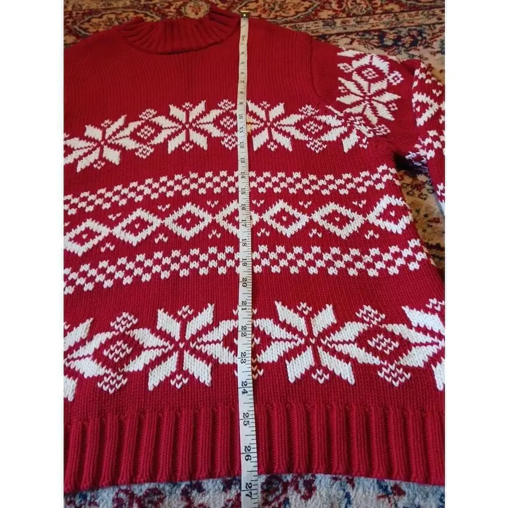 Danielle Martin Red White Snowflake Christmas Sweater XL